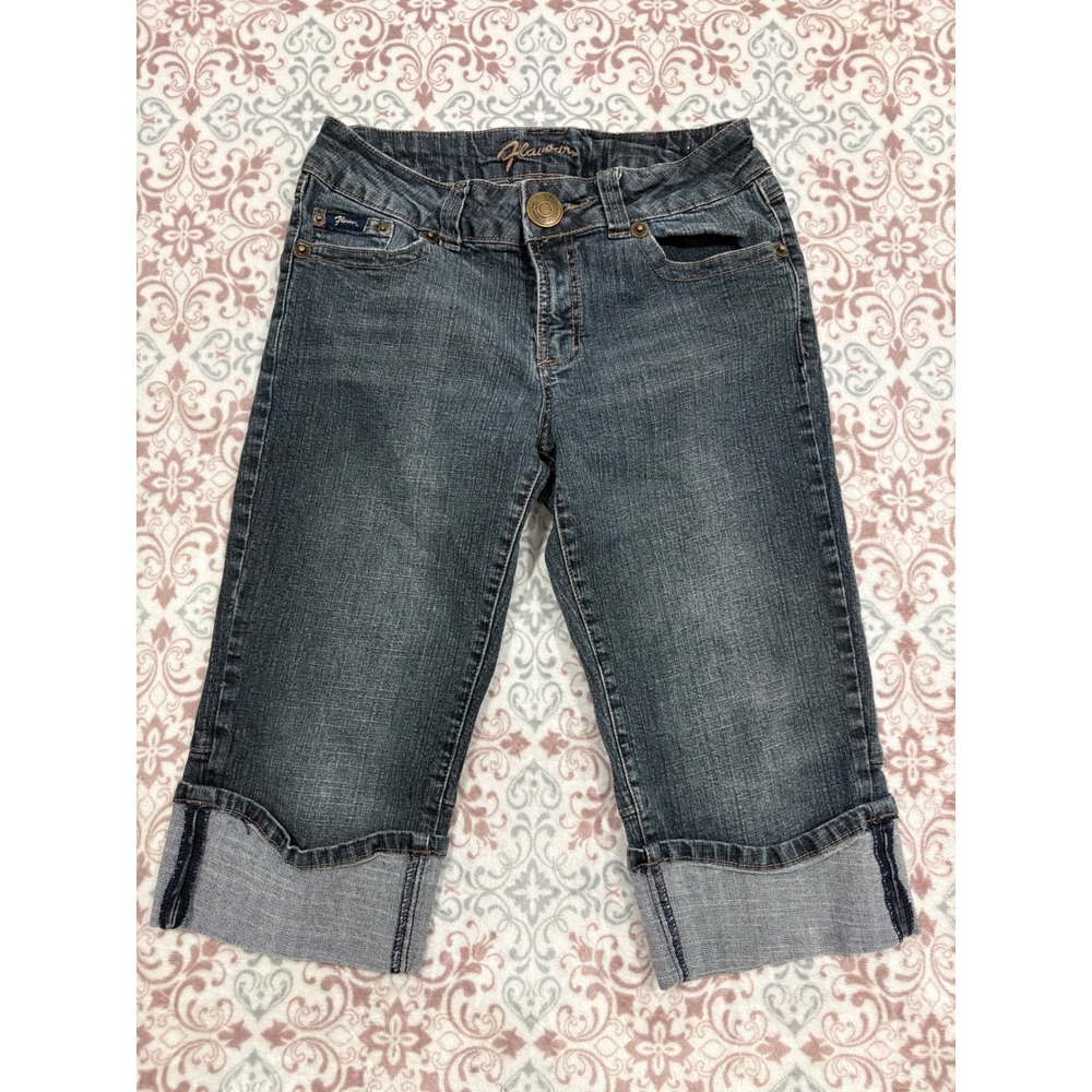 Flavour by Bubblegum Womens Petite 10P Dark Wash Denim Capri Cropped Jeans F3055